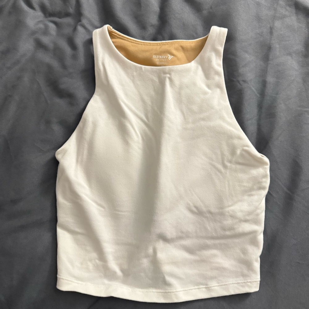 Old Navy Cream High-Neck Ribbed Tank